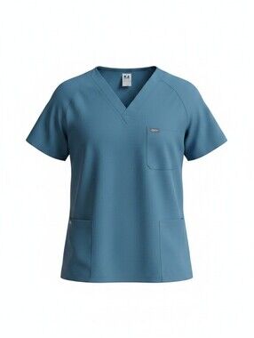 Dagacci Unisex Medical Scrub Top L Blue V-Neck Solid Poly/Cotton T-1000